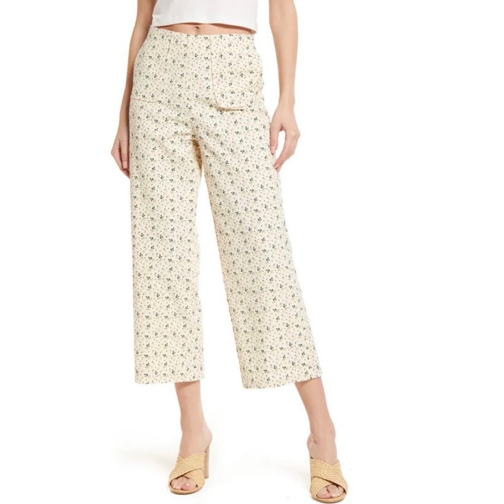 FRNCH Phedra Floral Print Crop Wide Leg Pants